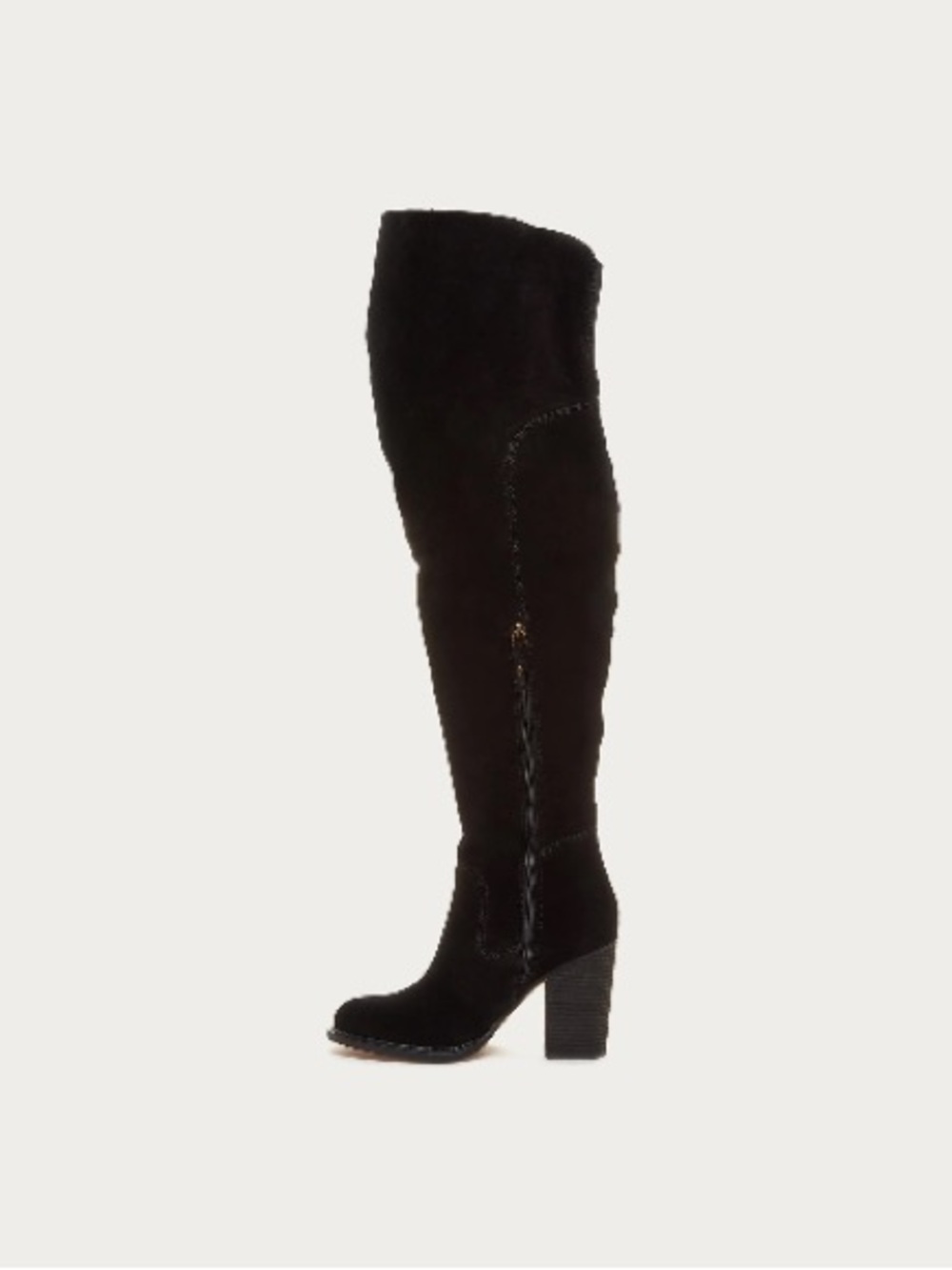 Kelsi Dagger Black Suede Over-the-Knee Block Heel Boots Wide Calf 9.5